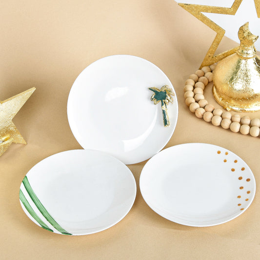 Green Palm Tree Dessert Plates Set of Six