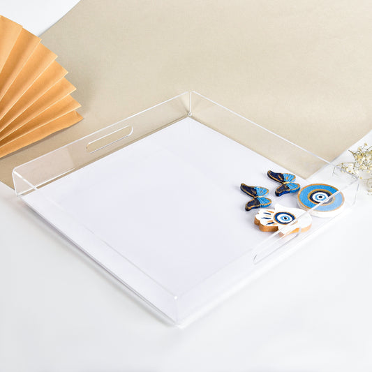 Embossed Eyes, Fatima Hands and Butterflies Handmade Plexi Long Box 30X30CM