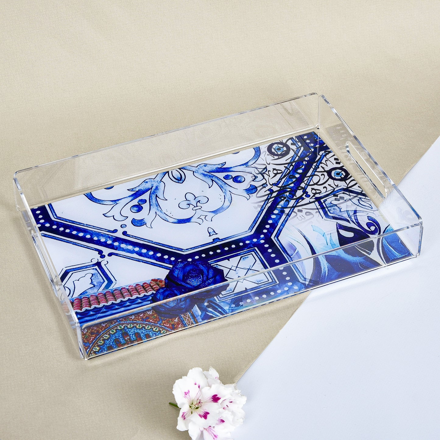 Fatima Hands and Blue Eyes Collage Long Plexi Tray