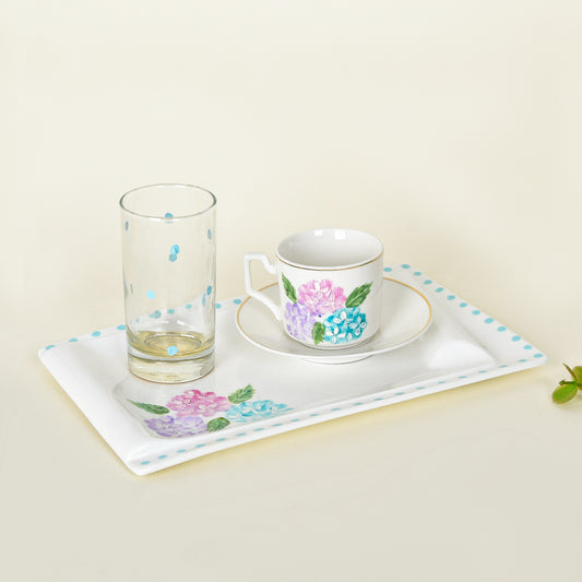 Hydrangea Blossom – Mother’s Day Hand-Painted Turkish Coffee Cup Gift Set (Qahwat Ummi)