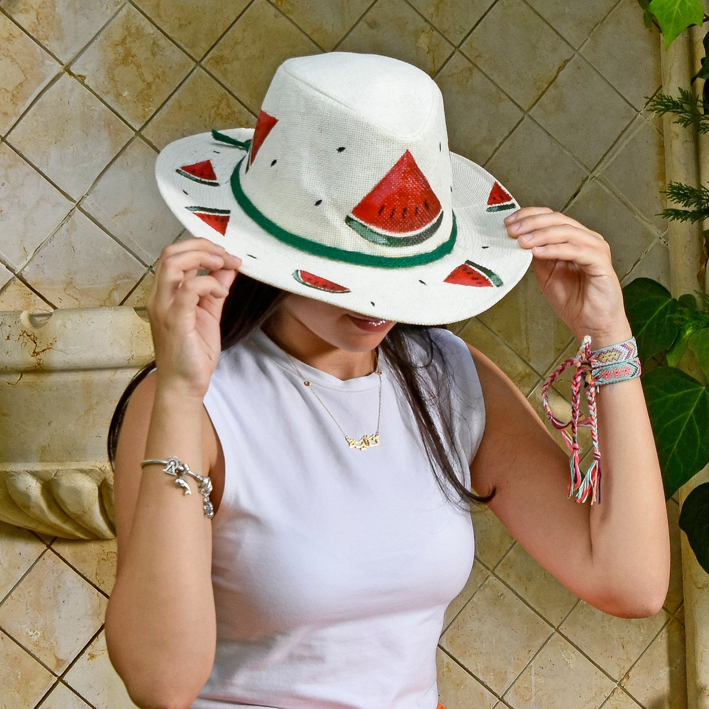 Medium White Watermelon Hat