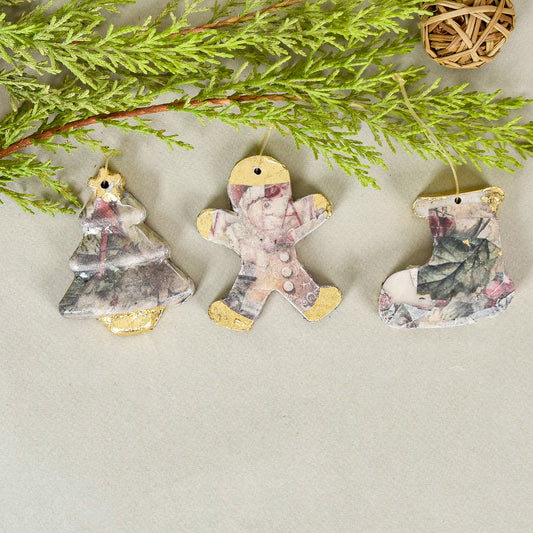 Multi Christmas Ornaments Set of 3