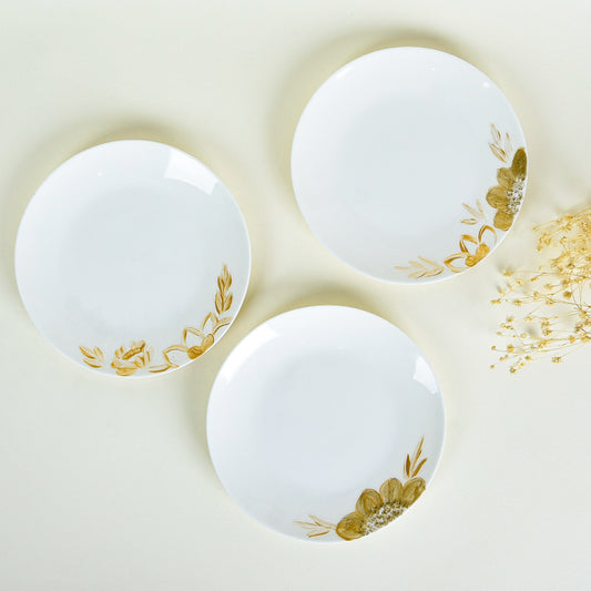 Gold with Turquoise Bird & Flowers Dessert Plates Set of Six