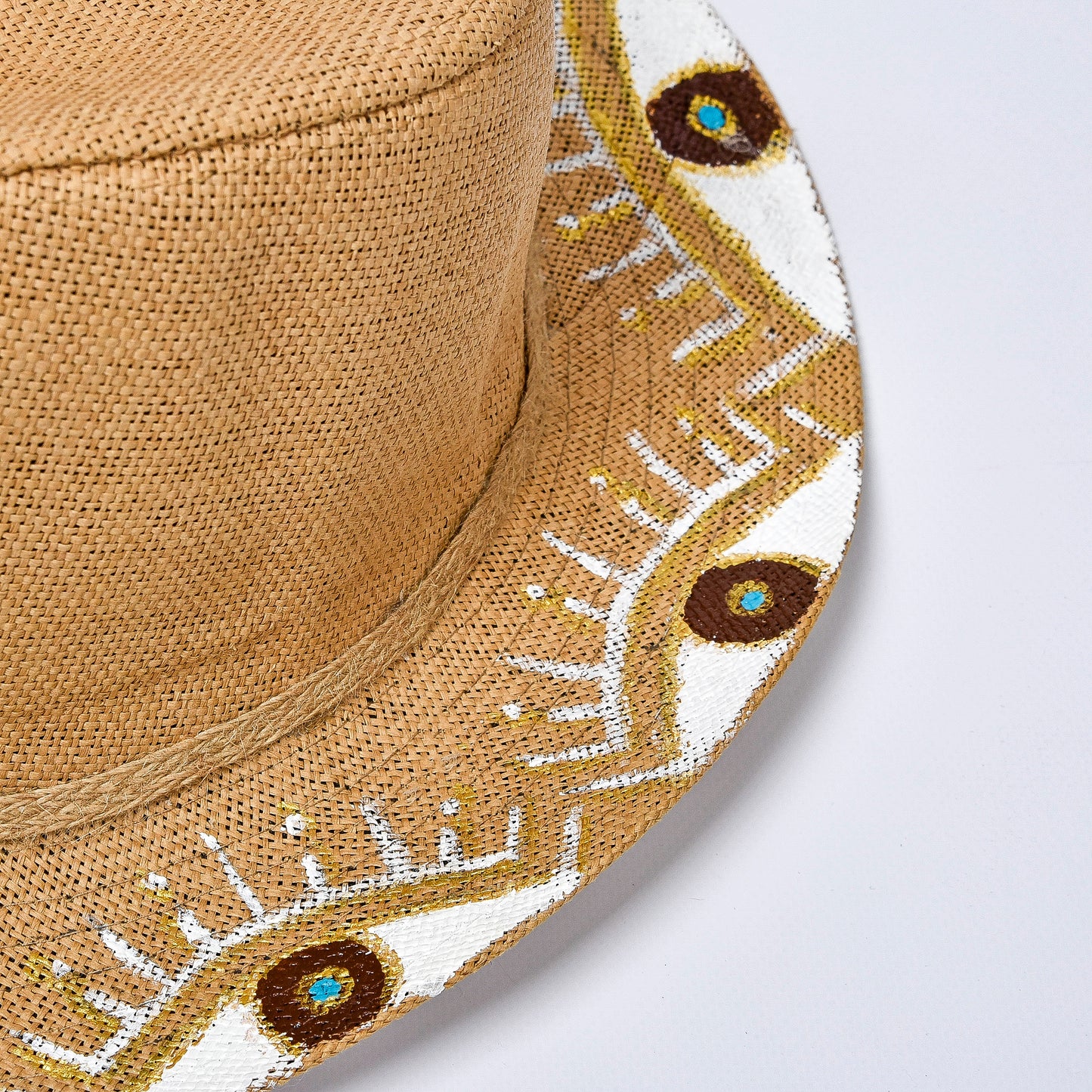 Medium White Half Eyes on Edge Hat