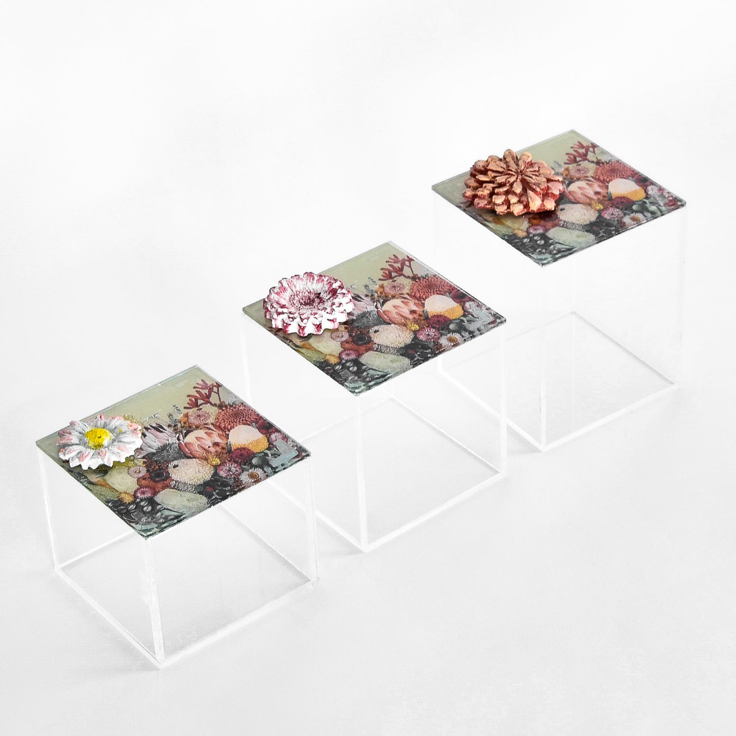 Autumn Flower Plexi Boxes Set of Three