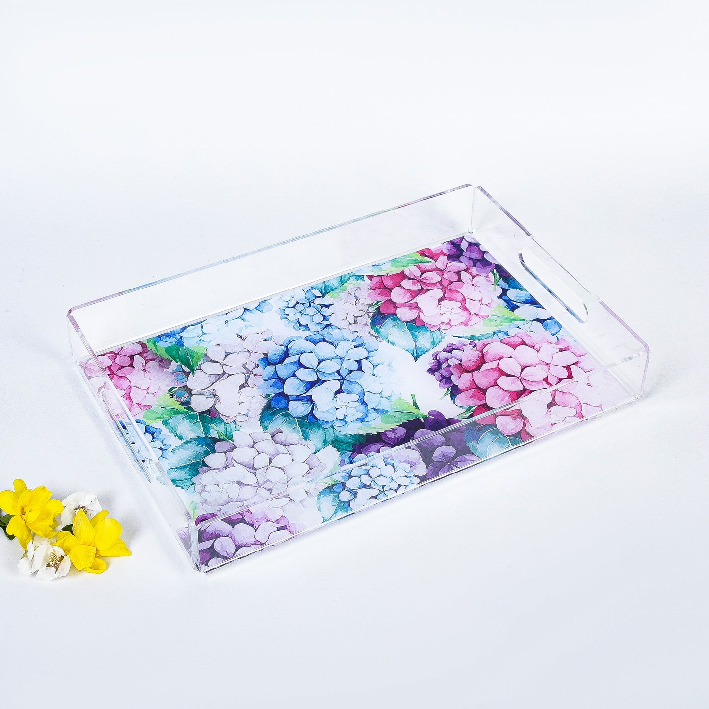 Hydrangea with Dots and Stripes Long Plexi Tray