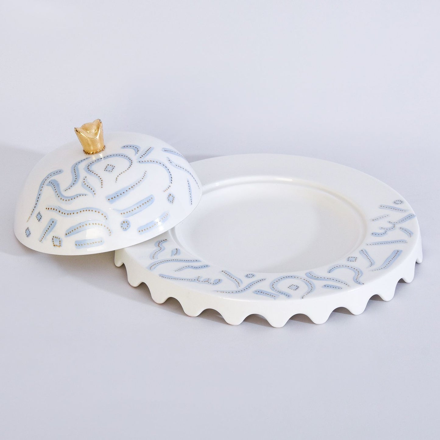 Blue Mosque with Gold Dome Sweets Plates set of 2