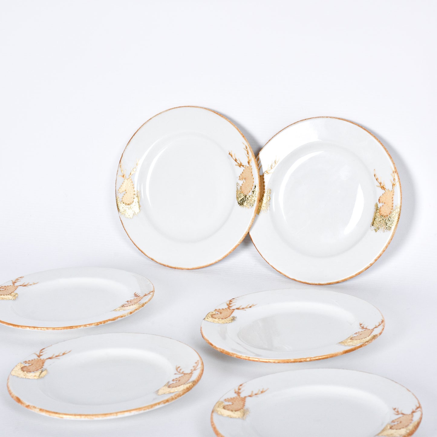 Metallic Deer Dessert Plates set of Six