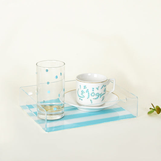 Hydrangea Blossom – Mother’s Day Hand-Painted Turkish Coffee Cup Gift Set with Plexi Tray (Qahwat Ummi)