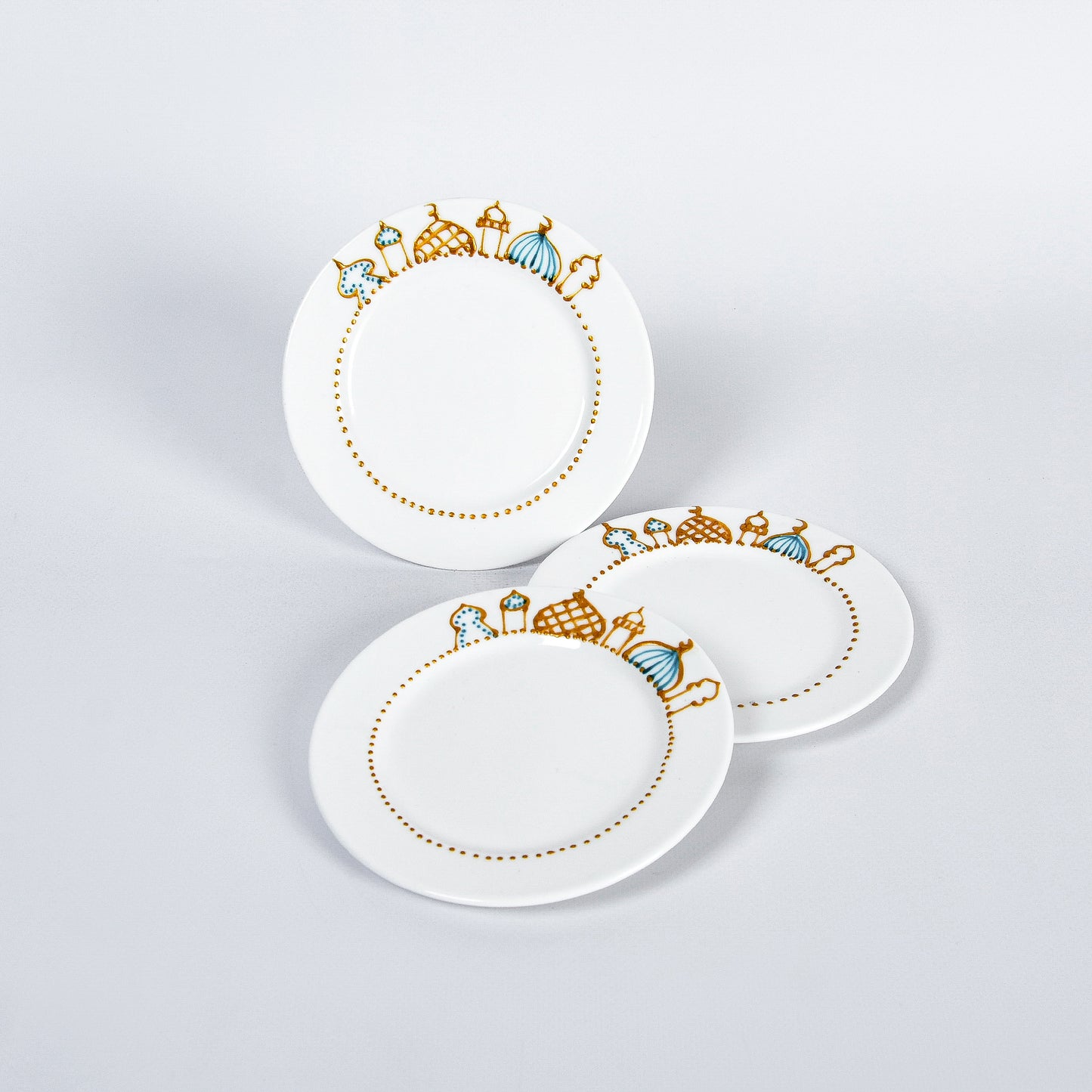 Islamic Village Gold Outline Dessert Plates set of six