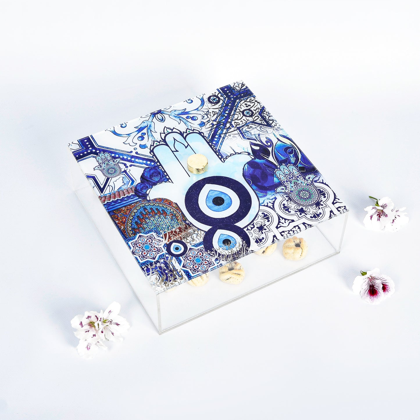 Fatima Hands and Blue Eyes Collage Plexi Square Box