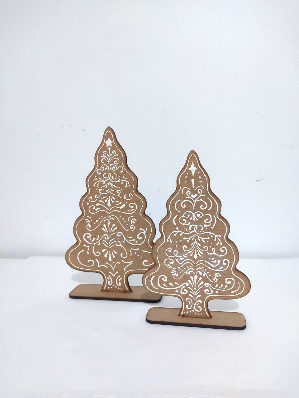 Embellished Round Edged Tree set of Two