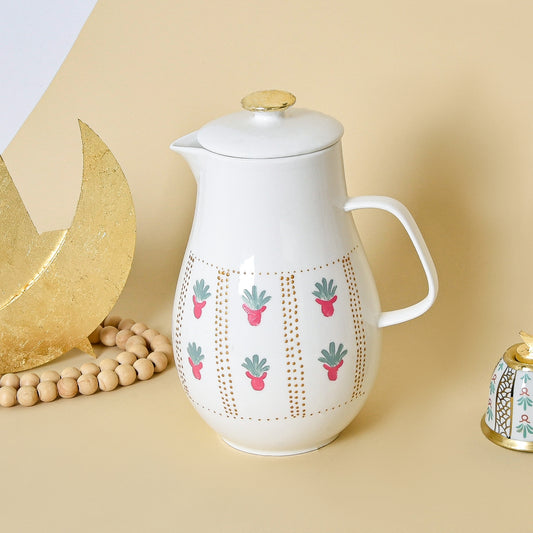 Bedouin Cups and Gold Leaf Crescent – Transparent Glass Water Jug