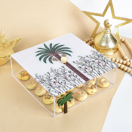 Green Palm Tree Plexi Box 25X25CM