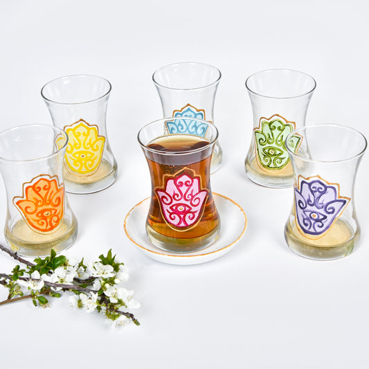 Multi Fatima Hand Tea Cups Set of Six