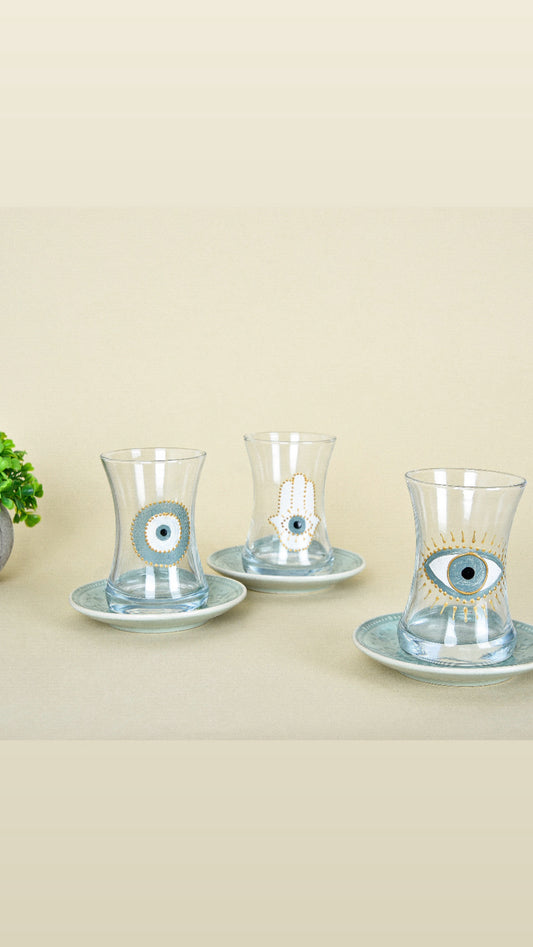 pistachio Fatima Hand Tea Cups Set of Six
