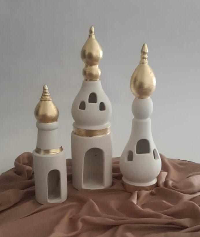 Giant Minaret Set of 3 with Gold Leaf