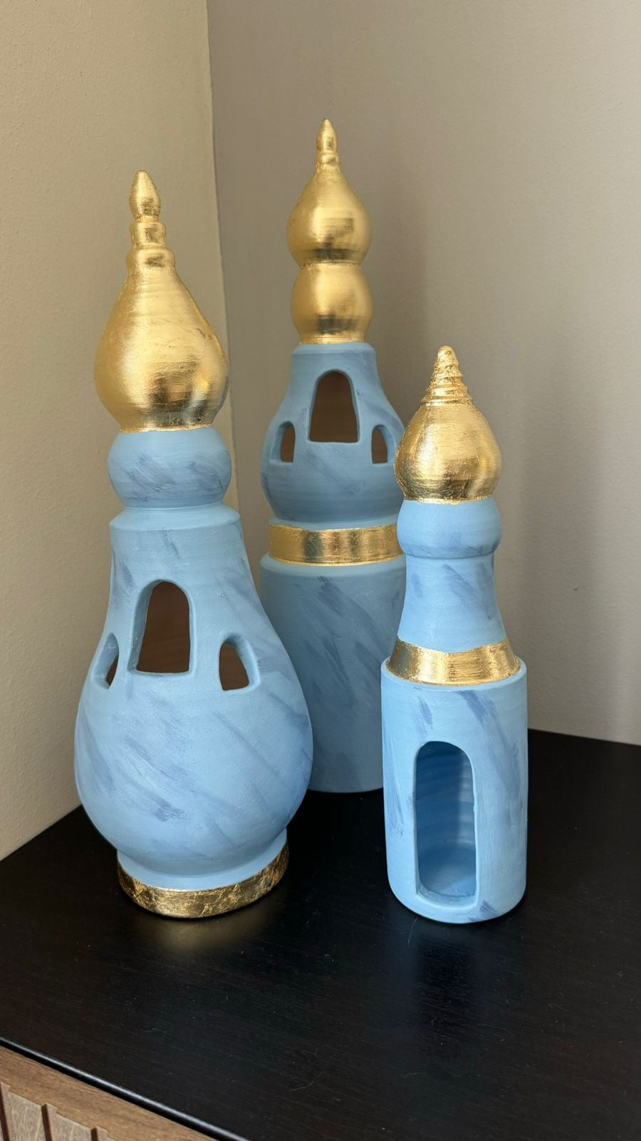 Giant Minaret Set of 3 with Gold Leaf