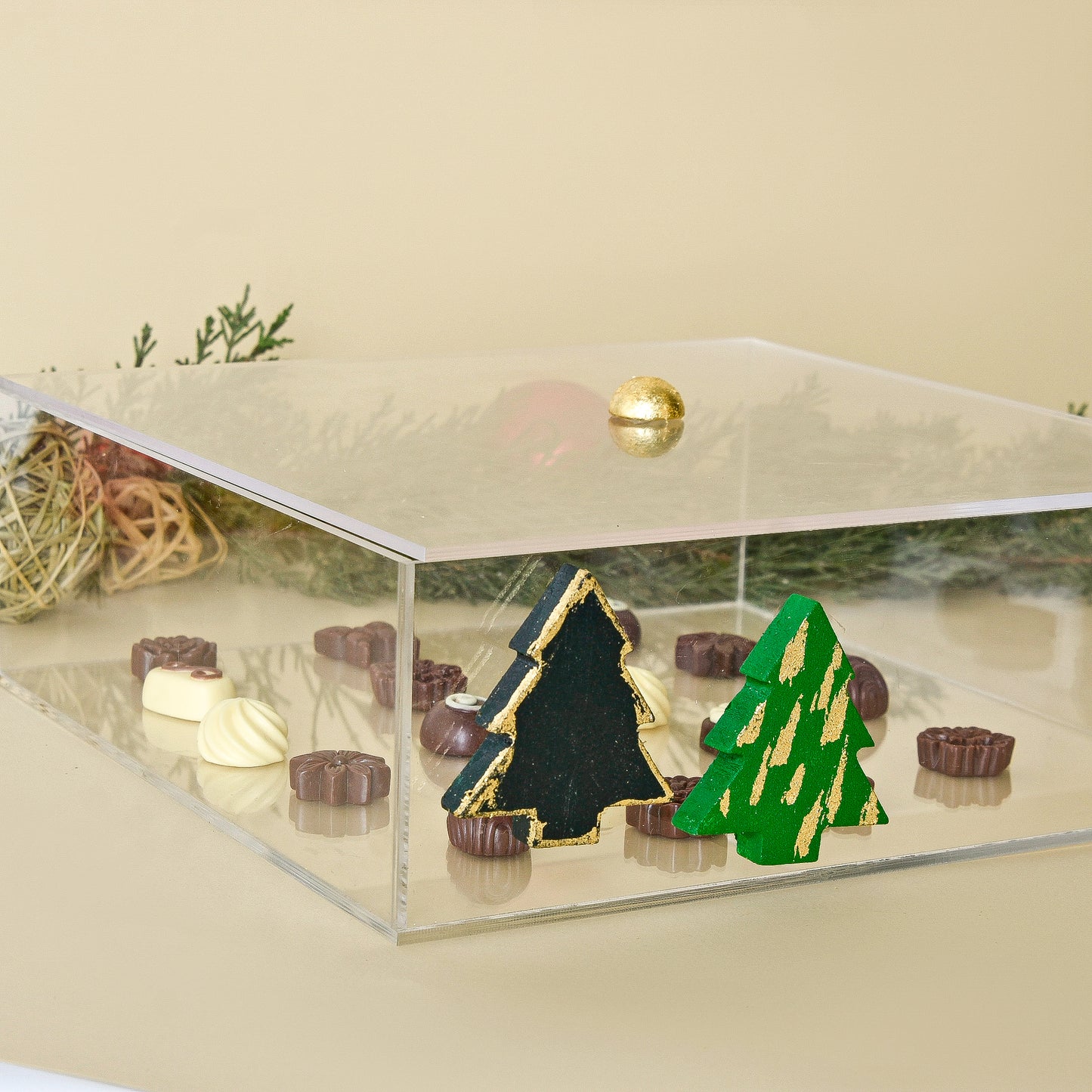 Evergreen Tree Accents – Square Acrylic Box