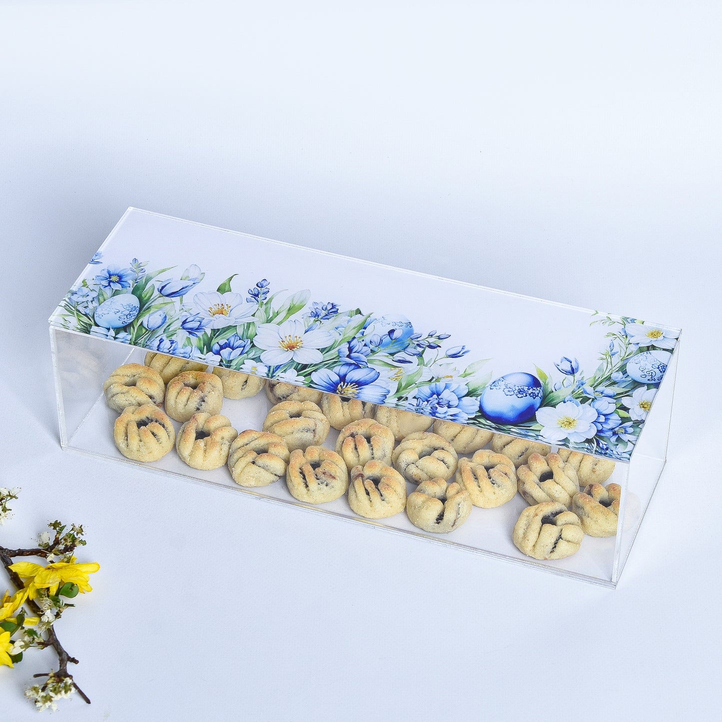 Flowery Blue Easter Eggs Plexi Long Box