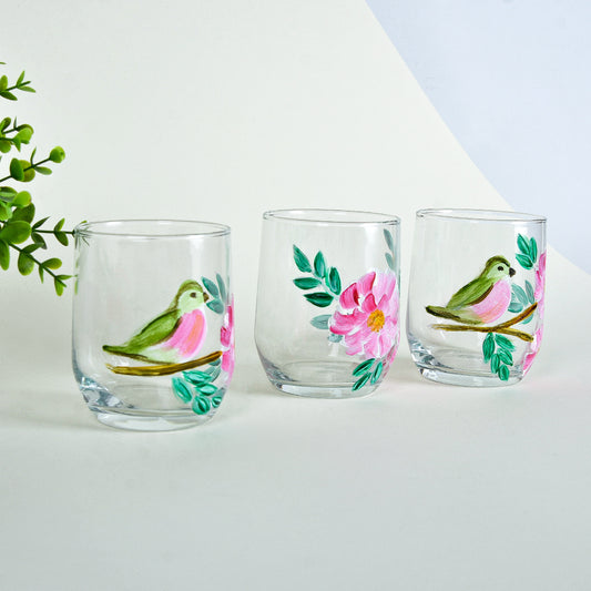 Pastel Bird & Flowers Water Cups Set of Six