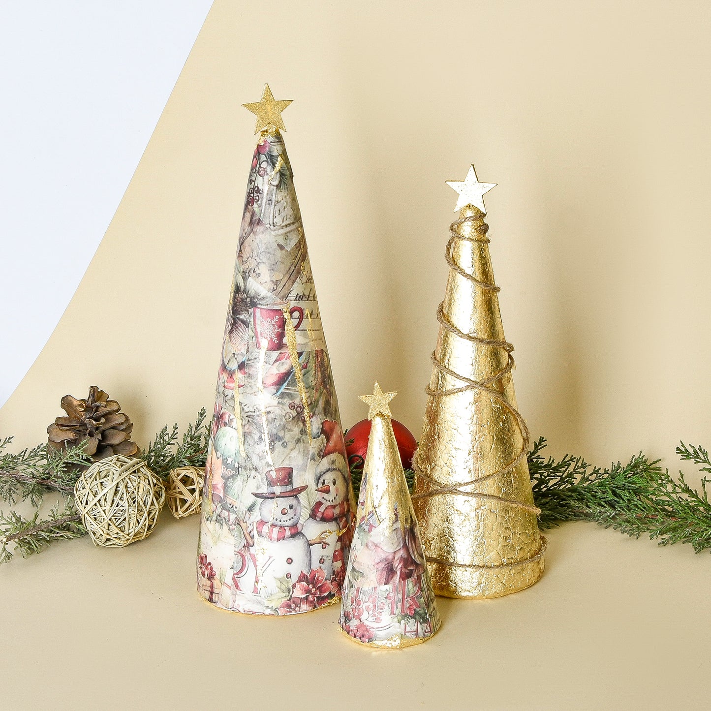 Christmas Foam Cone Trees – Set of Three