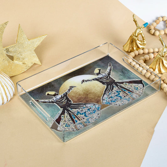 Gold Dancing Dervish Plexi Tray 30X20CM