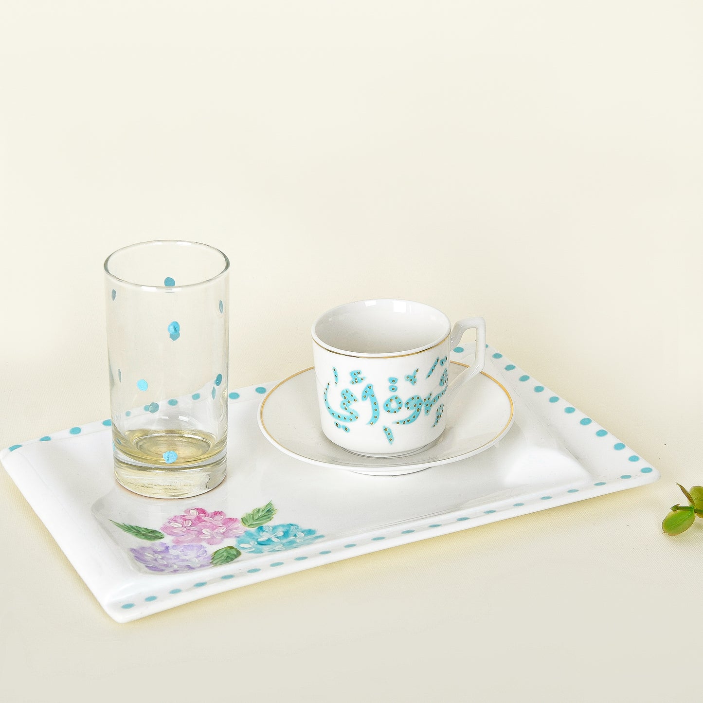 Hydrangea Blossom – Mother’s Day Hand-Painted Turkish Coffee Cup Gift Set (Qahwat Ummi)