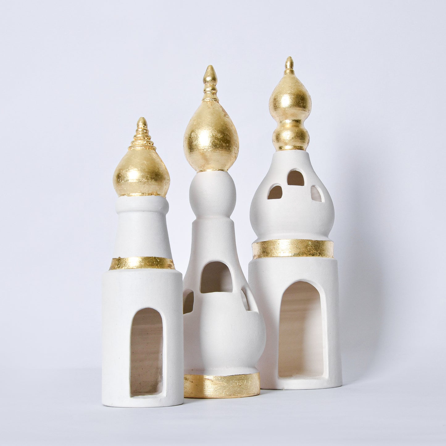 Giant Minaret Set of 3 with Gold Leaf