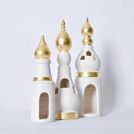 Giant Minaret Set of 3 with Gold Leaf