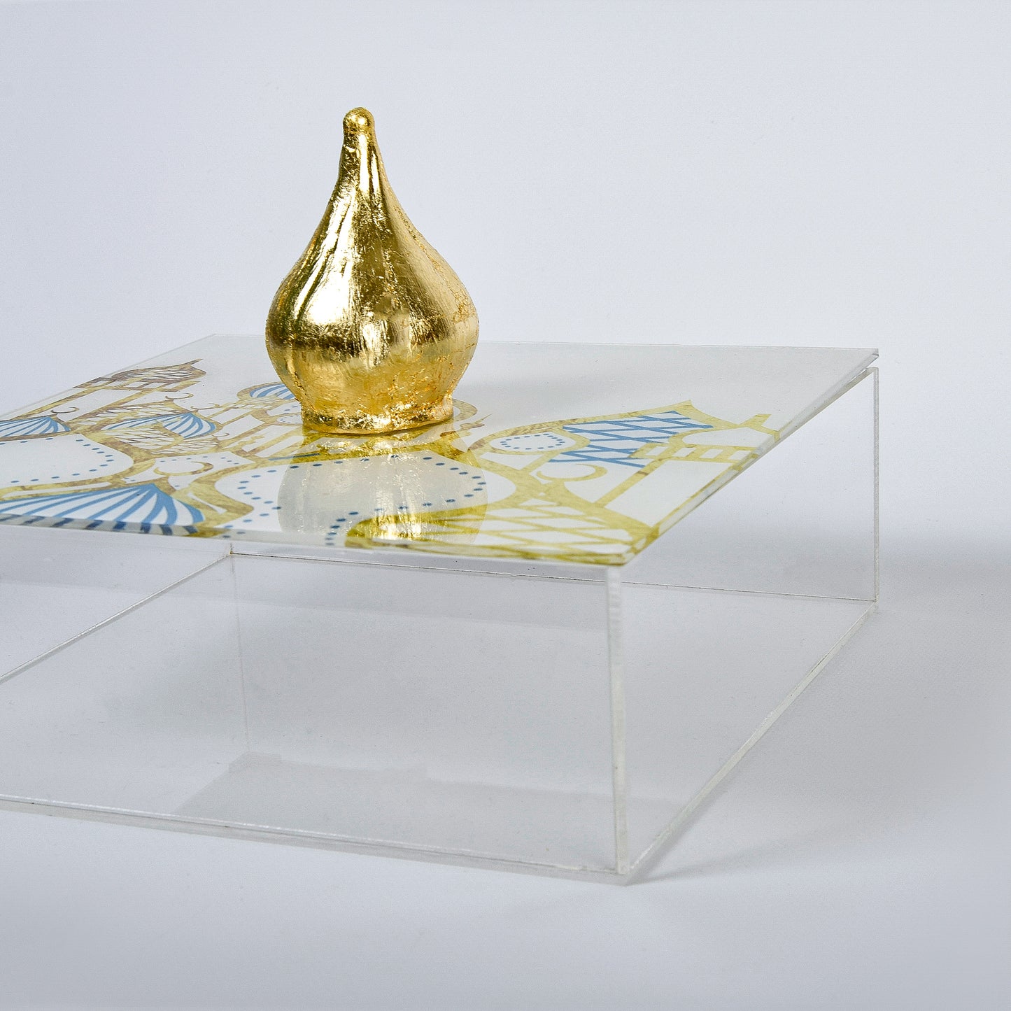 Islamic Village Gold Outline Plexi Square Box