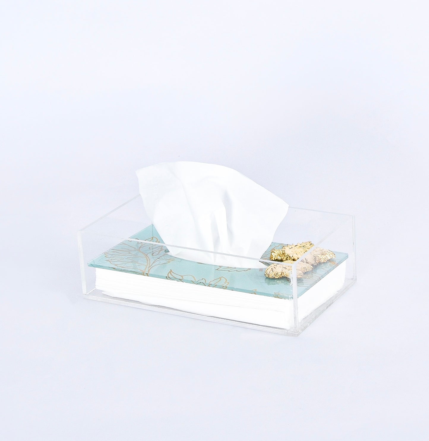 Gold Leaves Plexi Tissue Paper Box