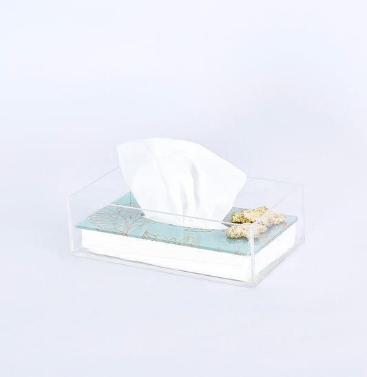 Gold Leaves Plexi Tissue Paper Box