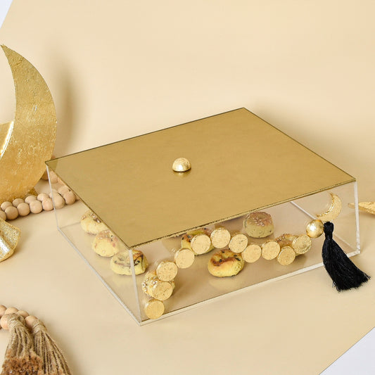 Amber Beaded Crescent with Gold Leaf – Acrylic Square Box