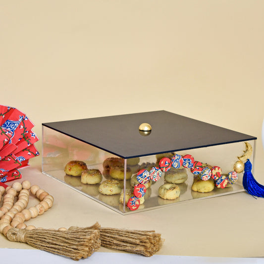 Egyptian Khayamiah Beaded Crescent with Gold Leaf – Acrylic Square Box