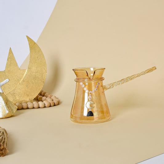 Amber Beaded Crescent with Gold Leaf – Turkish Coffee Kettle