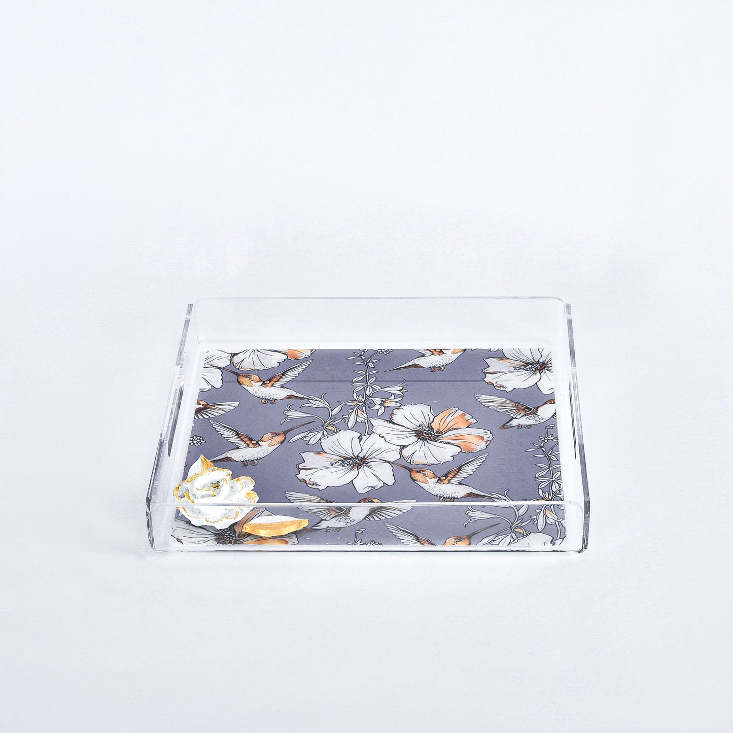 White Flower Medium Plexi Tray