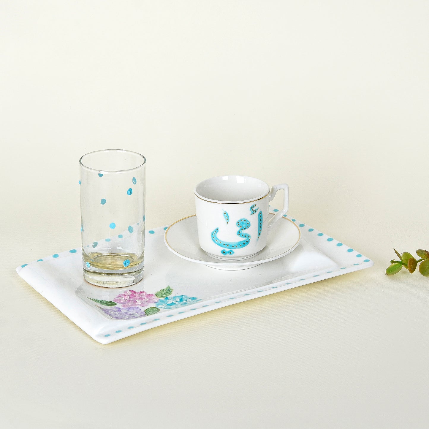 Hydrangea Blossom – Mother’s Day Hand-Painted Turkish Coffee Cup Gift Set (Ummi)