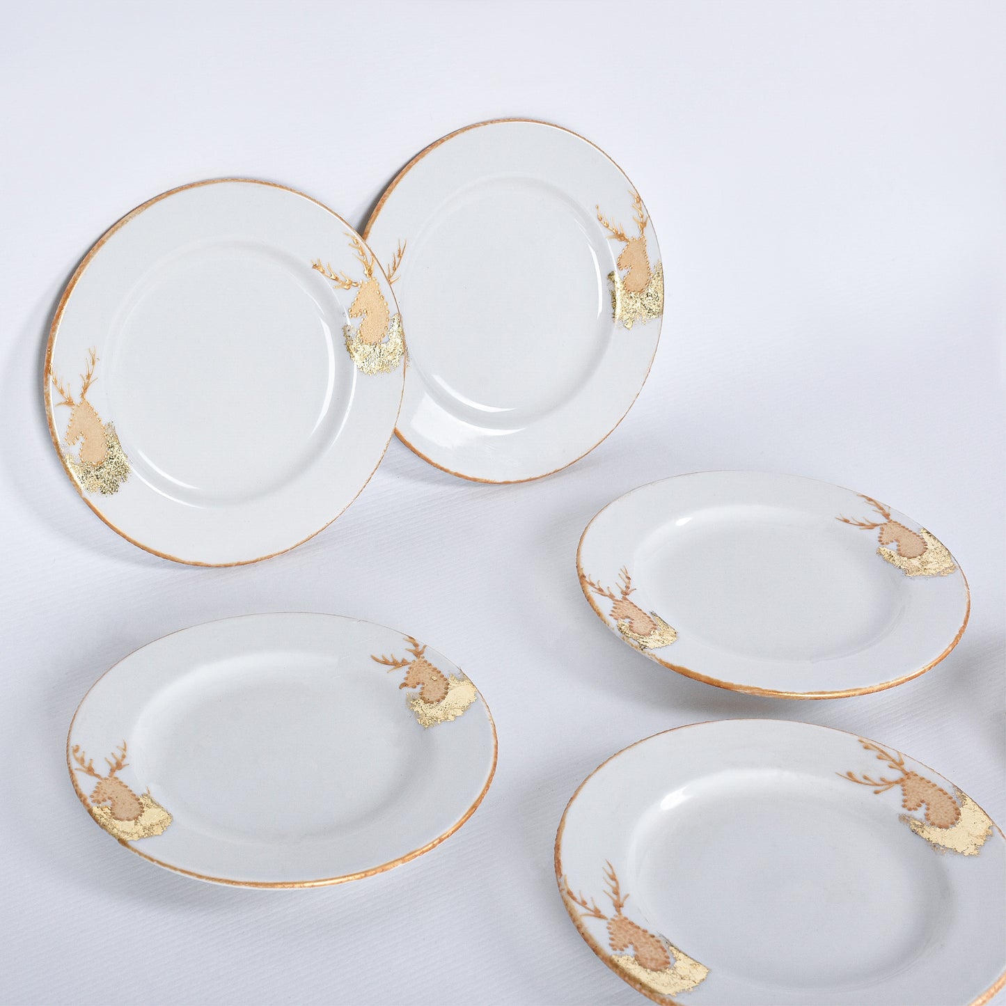 Metallic Deer Dessert Plates set of Six