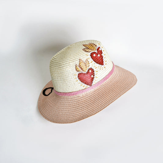 Pink with Hearts and Calligraphy Hat