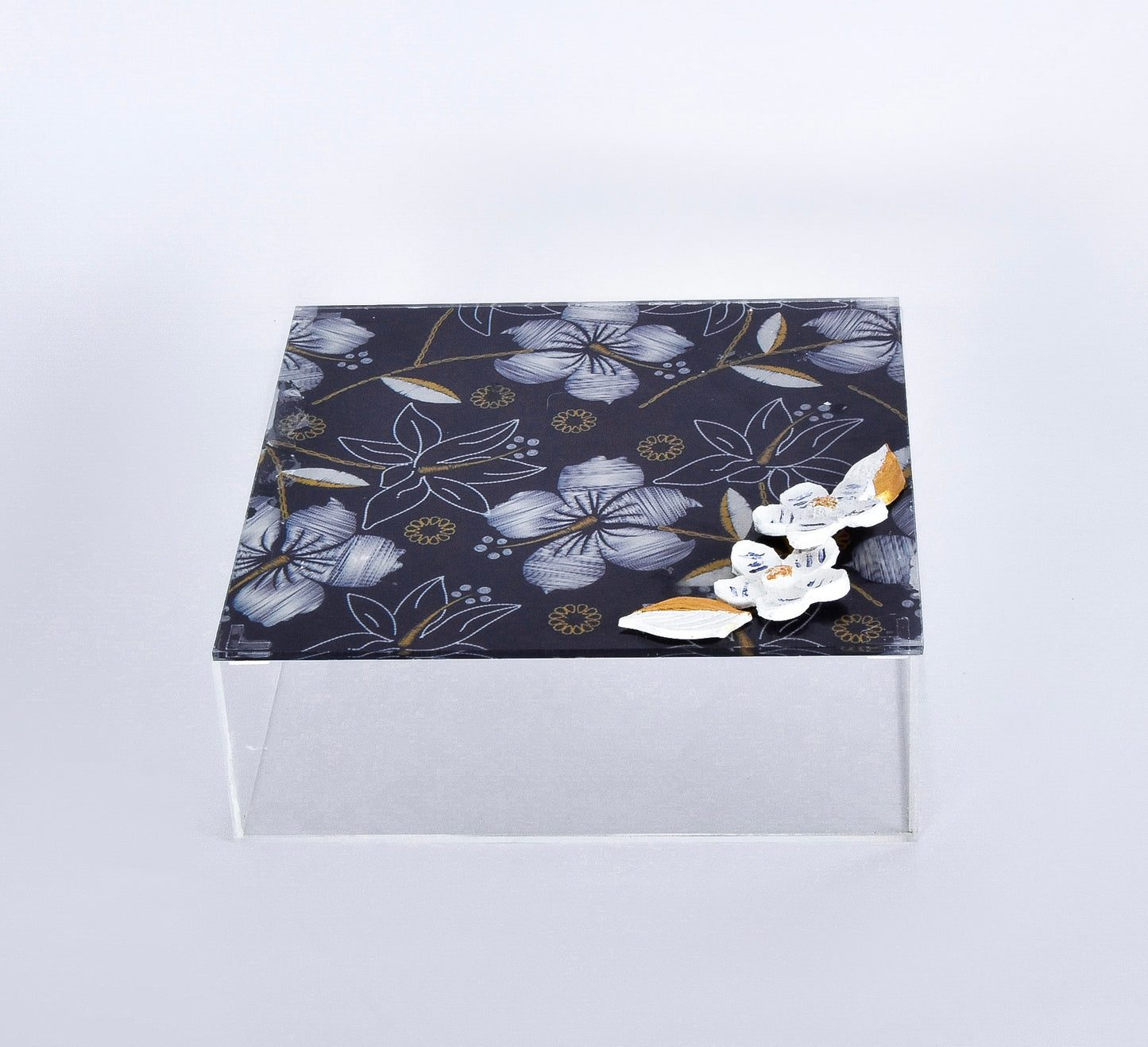 Blue Flower Plexi Square Box