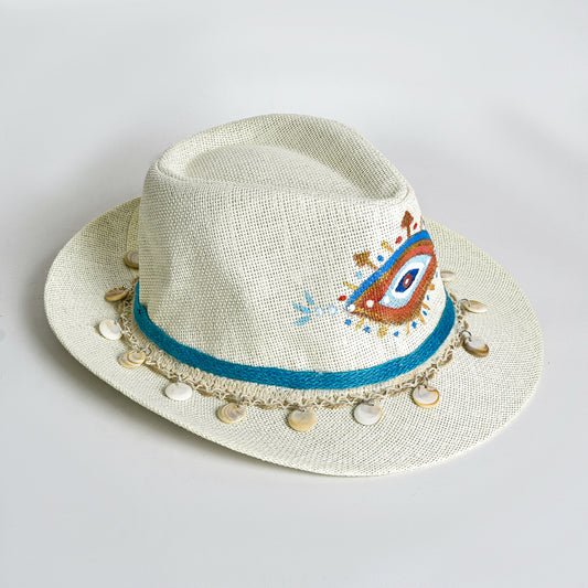 Off White Tribal Eye Hat