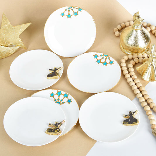 Gold Dancing Dervish Dessert Plates Set of Six (Embossed)