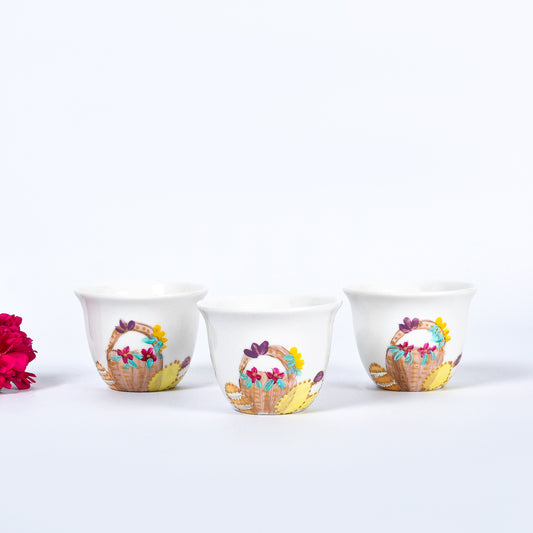 Easter Bunny in a Basket Arabic Coffee Cups set of six