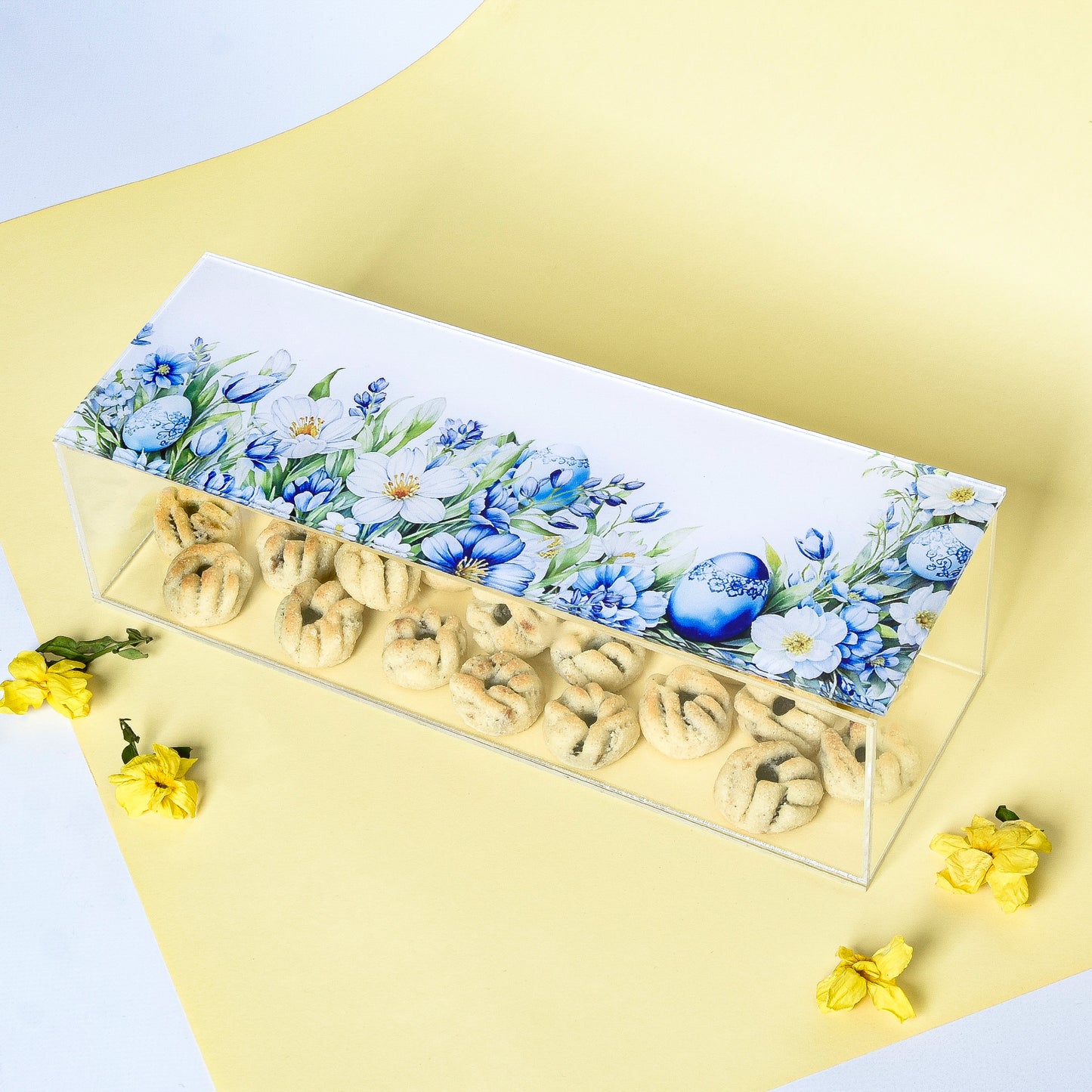 Flowery Blue Easter Eggs Plexi Long Box