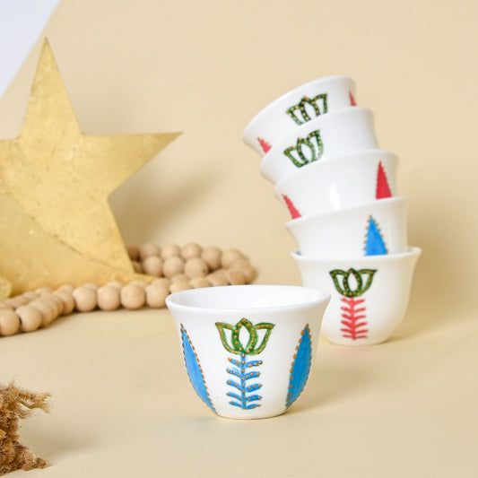 Lebanese Cups and Gold Leaf CrescentArabic Coffee Cups Set of Six