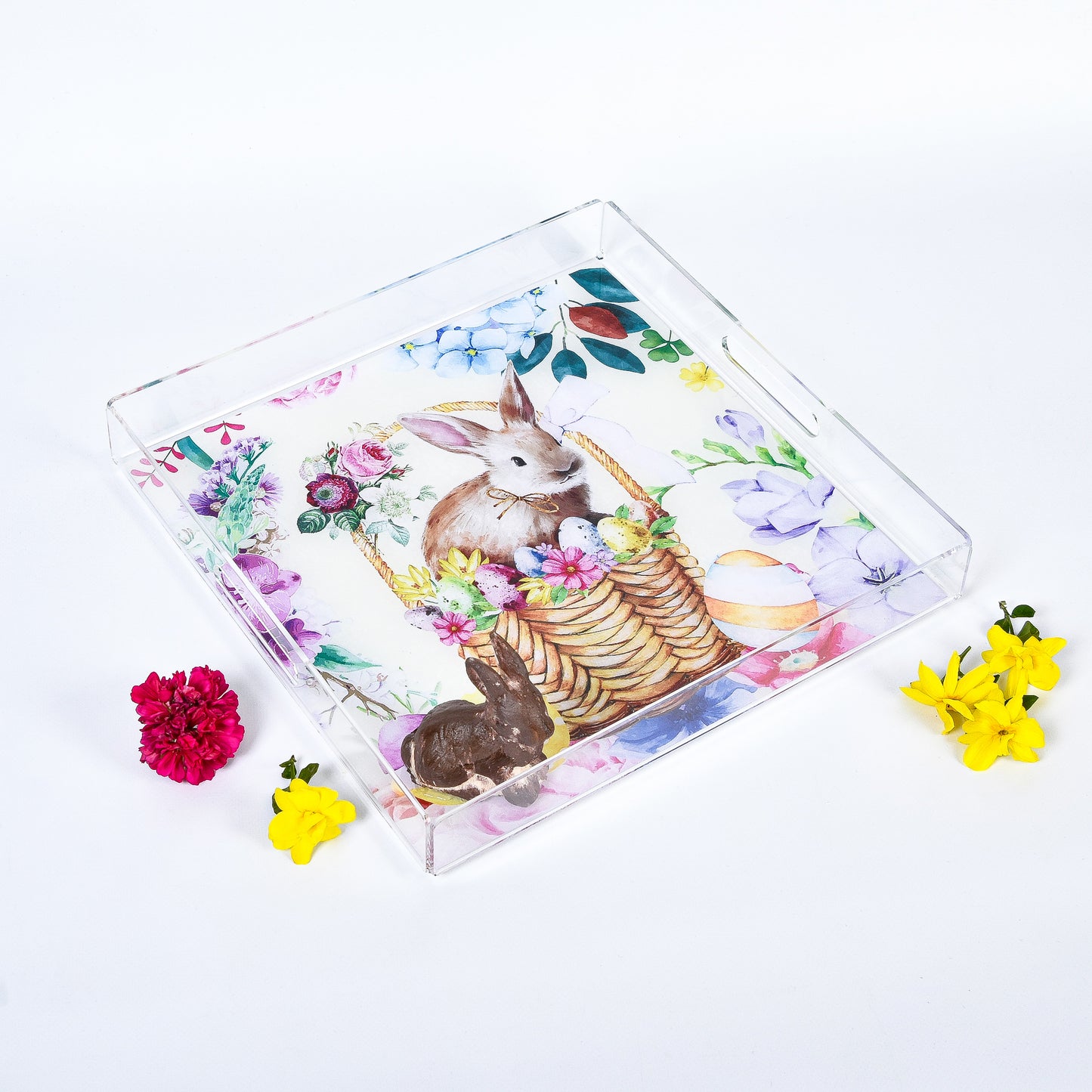 Easter Bunny in a Basket Medium Plexi Tray