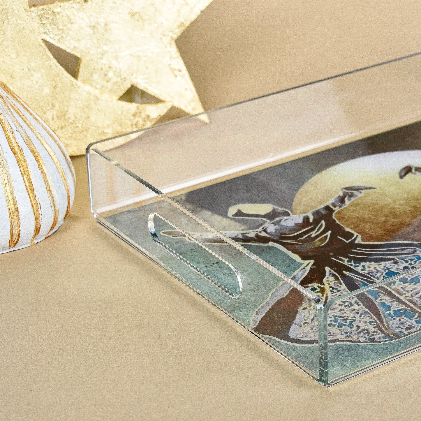 Gold Dancing Dervish Plexi Tray 30X20CM