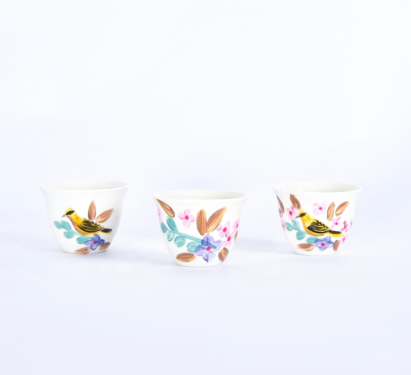 Autumn Bird Arabic Coffee Cups Set of Six