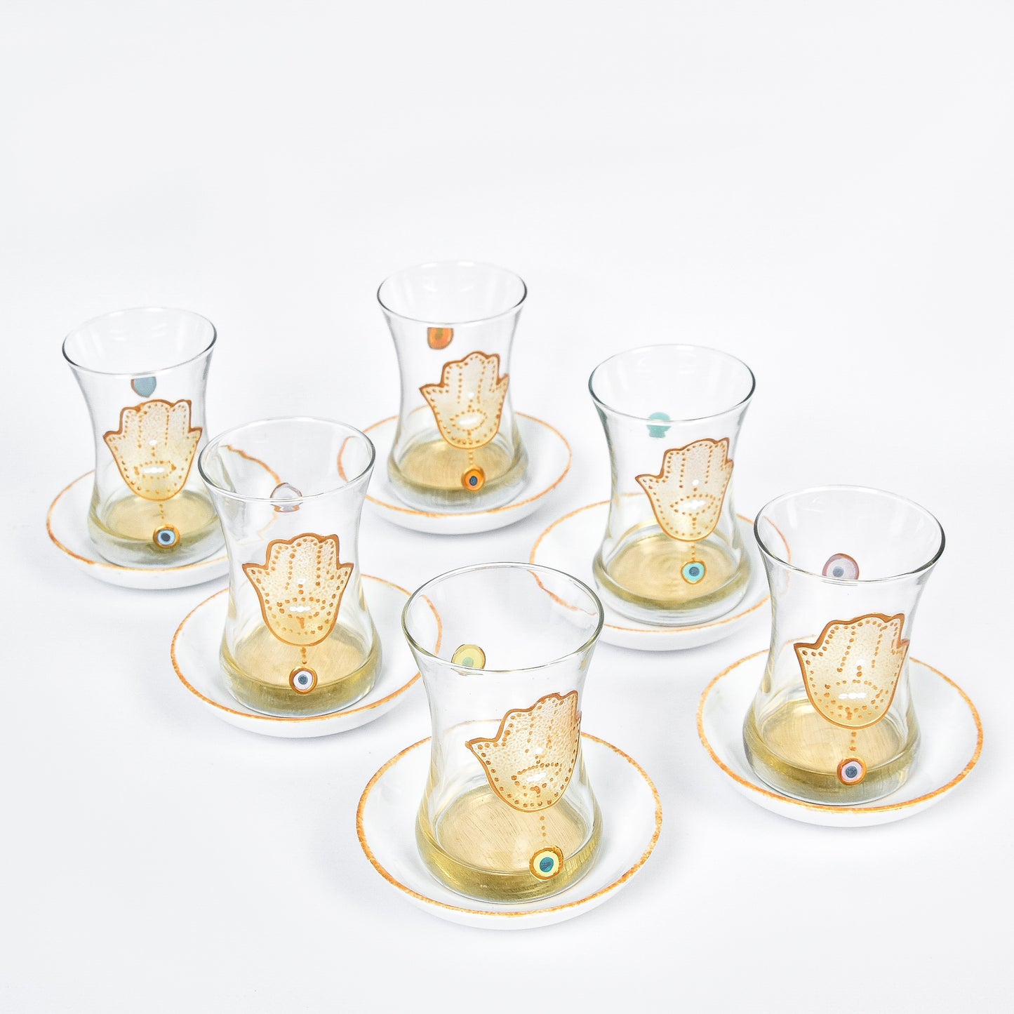 Gold Fatima Hand Tea Cups Set of Six